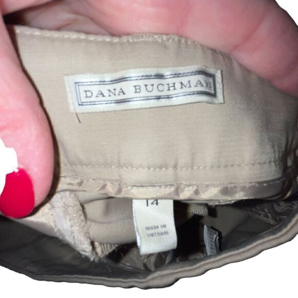 Dana Buchman khaki flat fronted cropped chinos pants 12 - Picture 5 of 6